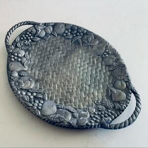 Lenox Oval Pewter Fruit Theme 23" Serving Tray